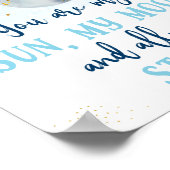 Galaxy Blue Gold Je bent mijn Sun Moon Stars Poste Poster (Hoek)