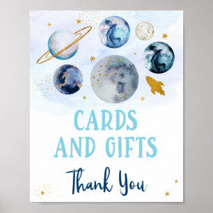 Galaxy Blue Gold-Kaarten en cadeaubonborden van za Poster