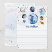 Galaxy Blue Gold Space Verjaardag Time Capsule Kaa Kaart (Voorkant / Achterkant)