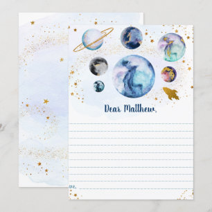 Galaxy Blue Gold Space Verjaardag Time Capsule Kaa Kaart