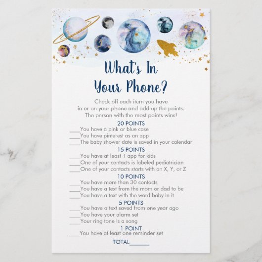 Galaxy Blue Gold Space Wat zit er in je telefoonsp (Voorkant)