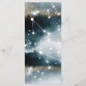 Galaxy Blue Gouden Sterren Bruiloft Menu (Achterkant)