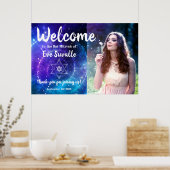 Galaxy Blue Paars Bar Bat Mitzvah Foto Welkom Poster (Keuken)