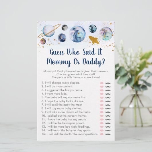 Galaxy Blue Space Raad wie zei dat het een spellet (Staand voorkant)