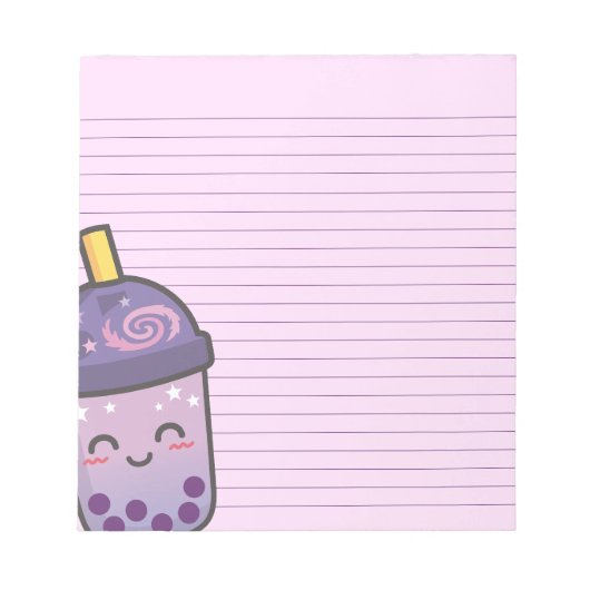 Galaxy Boba Tea Stationery Paarse gevoerd Notitieb Notitieblok (Voorkant)