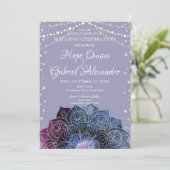 Galaxy Boho Nebula Mandala Light Led Bulb Wedding Kaart (Staand voorkant)