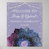 Galaxy Boho Nebula Mandala Light Led Bulb Wedding Poster (Voorkant)