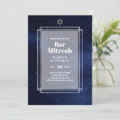GALAXY booys BAR MITVAH Space Blue Invitation Kaart (Staand voorkant)