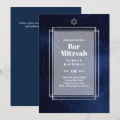 GALAXY booys BAR MITVAH Space Blue Invitation Kaart (Voorkant / Achterkant)