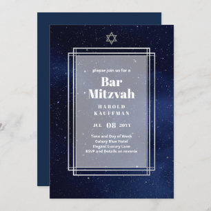 GALAXY booys BAR MITVAH Space Blue Invitation Kaart