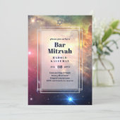 GALAXY booys BAR MITVAH Space Blue Invitation Kaart (Staand voorkant)