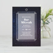 GALAXY booys BAR MITVAH Space Blue Invitation Kaart (Staand voorkant)