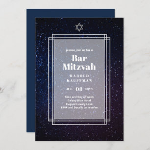 GALAXY booys BAR MITVAH Space Blue Invitation Kaart