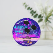 Galaxy BOWLING BAL, bowlen, Glow verjaardagsfeestj Kaart (Staand voorkant)