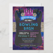 Galaxy Bowling Birthday Uitnodiging (Voorkant)