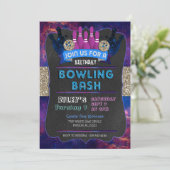 Galaxy Bowling Birthday Uitnodiging (Staand voorkant)