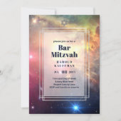 GALAXY Boys BAR MITTSVAH Ruimte Blauwe Uitnodiging (Voorkant)