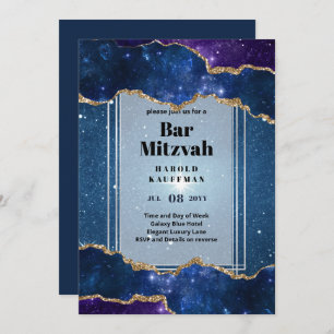 GALAXY Boys BAR MITVAH AGATE Blue Invitation Kaart