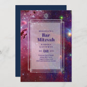 GALAXY Boys BAR MITVAH Space Sky Invitation Kaart (Voorkant / Achterkant)