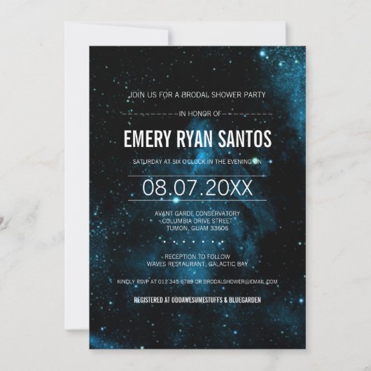 Galaxy Brodal Shower Invite Kaart (Voorkant)