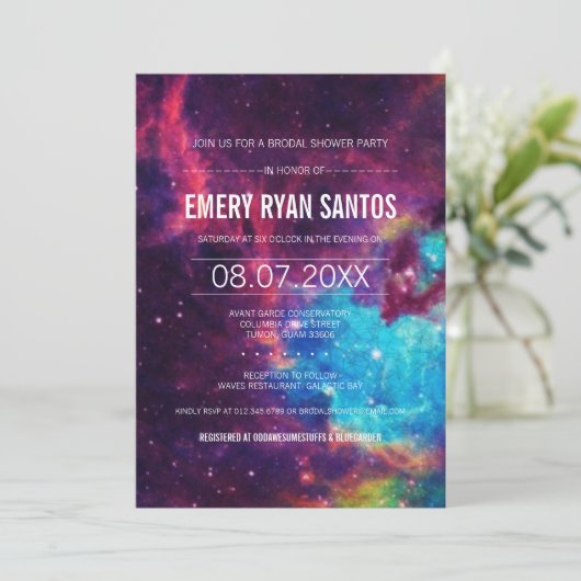 Galaxy Brodal Shower Uitnodigen Kaart (Staand voorkant)