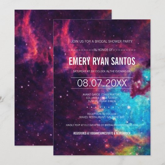 Galaxy Brodal Shower Uitnodigen Kaart (Voorkant / Achterkant)
