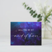 Galaxy Bruidsmeisje Vraag. Hemelse Ruimte Aanzoek Briefkaart (Staand voorkant)