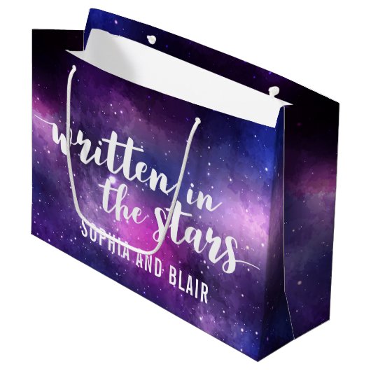 Galaxy bruiloft geschreven in de sterren gepersona groot cadeauzakje (Voorkant Gekanteld)