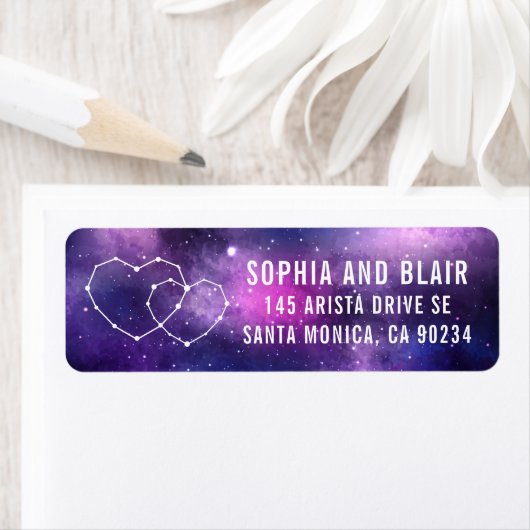 Galaxy bruiloft harten sterrenbeeld retouradres etiket (Insitu)