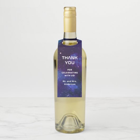 Galaxy Bruiloft | Hemelse Sterrennacht Dank Je Flessenhanger (Op fles)