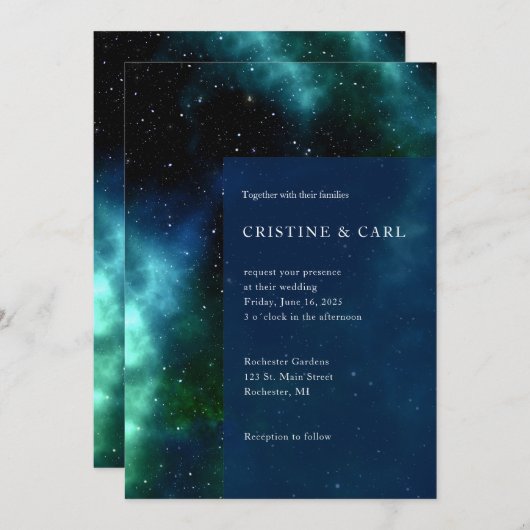 Galaxy bruiloft-uitnodiging kaart (Voorkant / Achterkant)