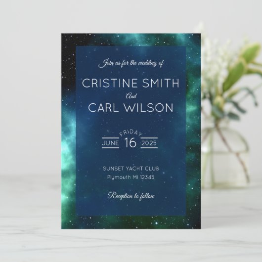 Galaxy bruiloft-uitnodiging kaart (Staand voorkant)