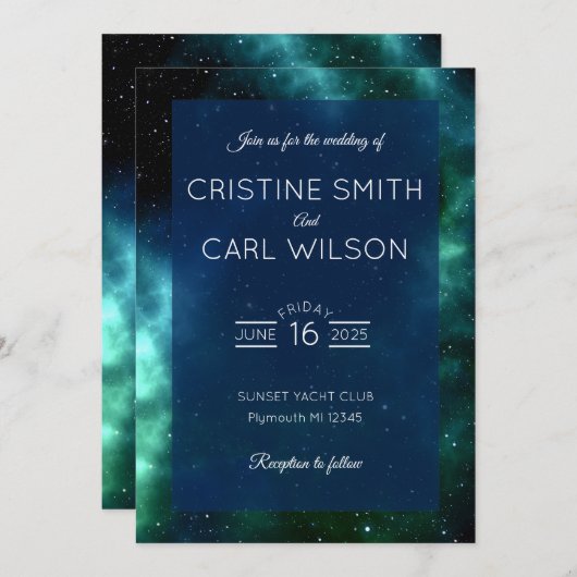 Galaxy bruiloft-uitnodiging kaart (Voorkant / Achterkant)