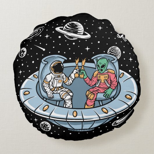Galaxy Buddies Rond Kussen (Achterkant)