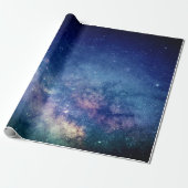 Galaxy Buitenspace Sky Stars Celestial Blue Wrapp Cadeaupapier (Uitgerold)