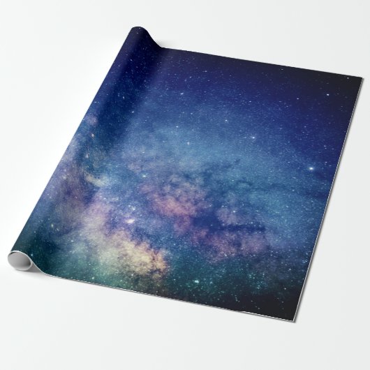 Galaxy Buitenspace Sky Stars Celestial Blue Wrapp Cadeaupapier (Uitgerold)