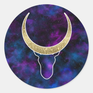 Galaxy bull, symbool voor luxe-koeiengoud 2021 ronde sticker