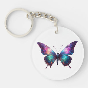 Galaxy Butterfly Art – Kleurrijke gloeiende vlinde Sleutelhanger