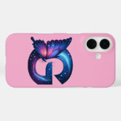 Galaxy Butterfly Letter "G" Monogram op Roze Case-Mate iPhone Case (Achterkant (horizontaal))