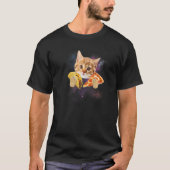 Galaxy Ca Space Cat Eat Pizza en Taco T-shirt (Voorkant)