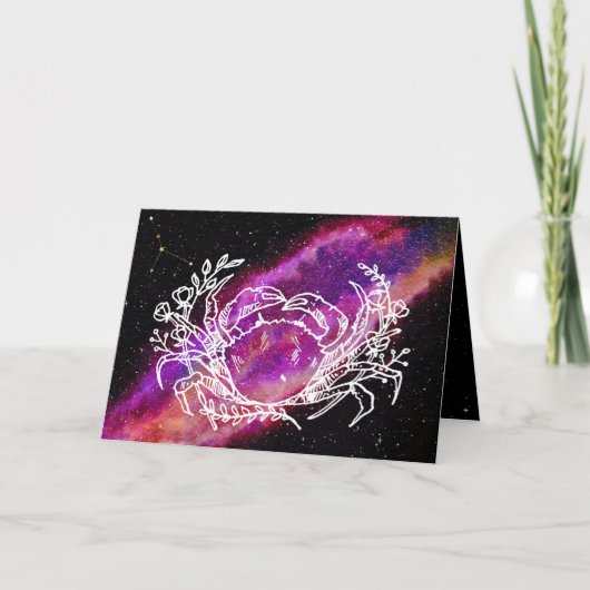 Galaxy Cancer Constellation Zodiac Sign Birthday Kaart (Voorkant)
