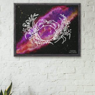 Galaxy Cancer Constellation Zodiac Sign Wall Art Poster