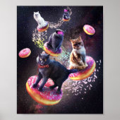 Galaxy Cat Donut - ruimtecats die donuts uitrusten Poster (Voorkant)