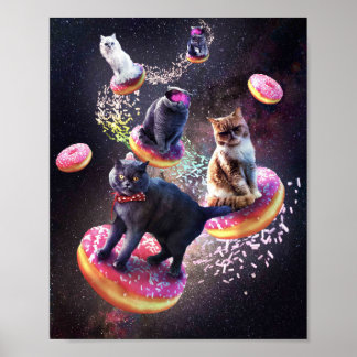 Galaxy Cat Donut - ruimtecats die donuts uitrusten Poster