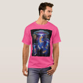 Galaxy Cat Funny Cat Ufo-ontvoering T-shirt (Voorkant volledig)