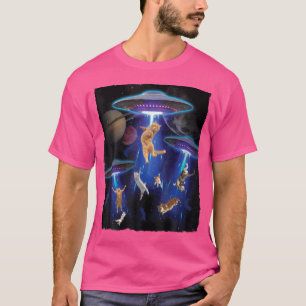 Galaxy Cat Funny Cat Ufo-ontvoering T-shirt