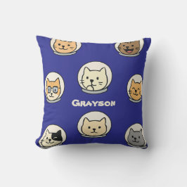 Galaxy Cat Head Pillow With Name For Cat Lovers Kussen