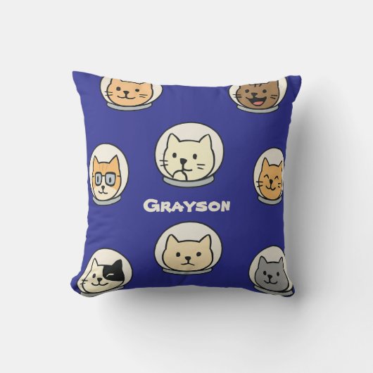 Galaxy Cat Head Pillow With Name For Cat Lovers Kussen (Voorkant)