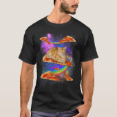 Galaxy Cat In Space Cat Riding Pizza T-shirt (Voorkant)