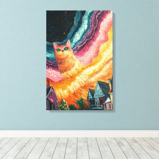 Galaxy Cat - Kosmische Kunst Canvas Afdruk (Insitu (Houten vloer))